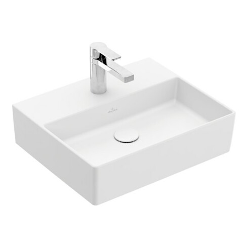 V&B Memento 2.0 Lavabo 50x42cm, robinet, sans trop-plein, blanc mat C-plus