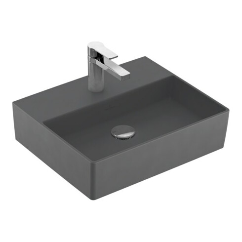 V&B Memento 2.0 Lavabo 50x42cm, robinet, sans trop-plein, graphite C-plus