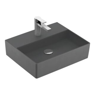 V&B Memento 2.0 Lavabo 50x42cm, robinet, sans trop-plein, graphite C-plus