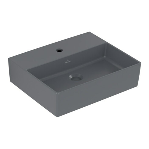 V&B Memento 2.0 Lavabo 50x42cm, robinet, sans trop-plein, graphite C-plus