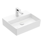 V&B Memento 2.0 Lavabo 50x42cm, robinetterie, sans trop-plein, blanc alpin C-plus