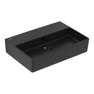 V&B Memento 2.0 Lavabo 60x42 cm, avec trop-plein, pure black C-plus