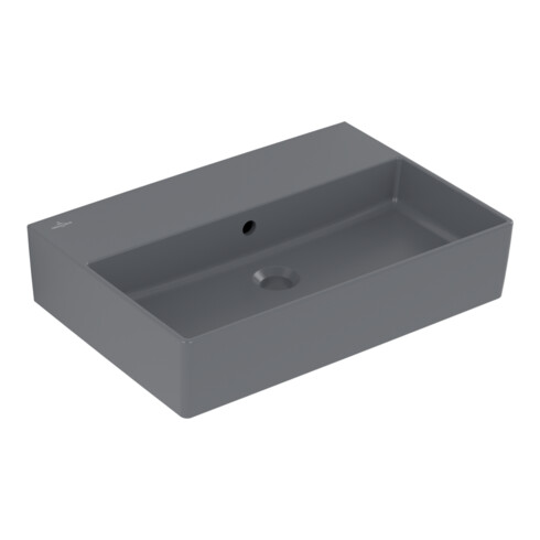 V&B Memento 2.0 Lavabo 60x42 cm, fermé, avec trop-plein, graphite C-plus