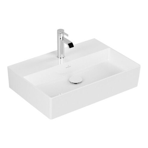 V&B Memento 2.0 Lavabo 60x42 cm, gs, robinet, sans trop-plein, blanc alp C+