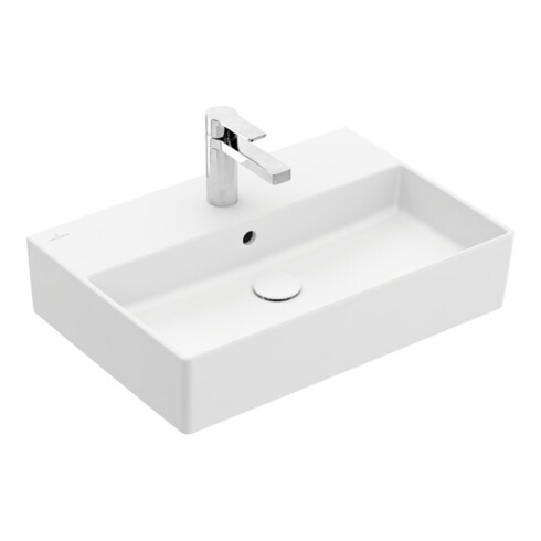 V&B Memento 2.0 Lavabo 60x42 cm, robinet, avec trop-plein, blanc brillant C-plus