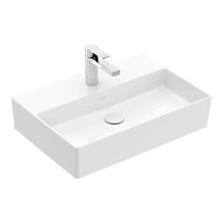 V&B Memento 2.0 lavabo 60x42 cm, robinet, sans trop-plein, blanc alpin C-plus