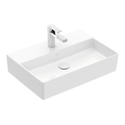 V&B Memento 2.0 lavabo 60x42 cm, robinet, sans trop-plein, blanc alpin C-plus