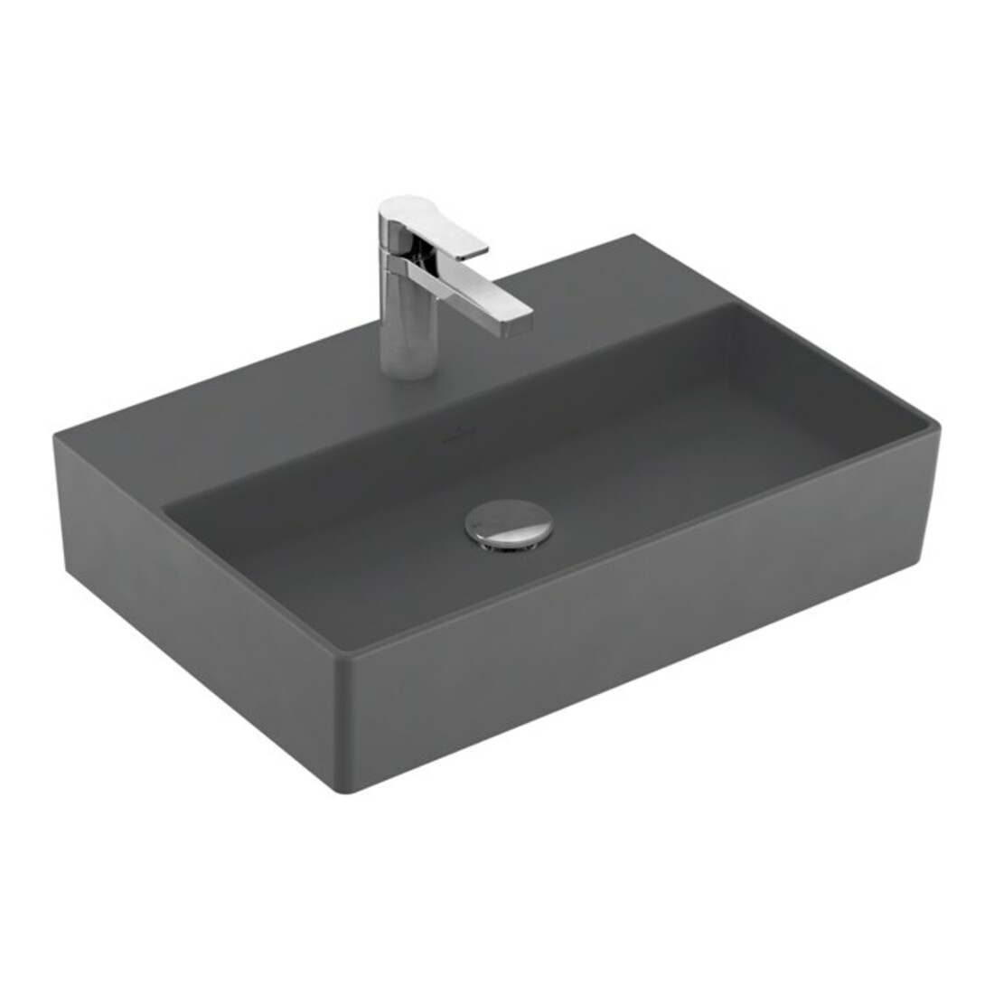 V&B Memento 2.0 Lavabo 60x42 cm, robinet, sans trop-plein, graphite C-plus