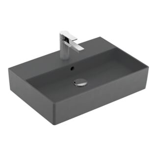 V&B Memento 2.0 lavabo 60x42 cm, robinetterie, avec trop-plein, graphite C-plus