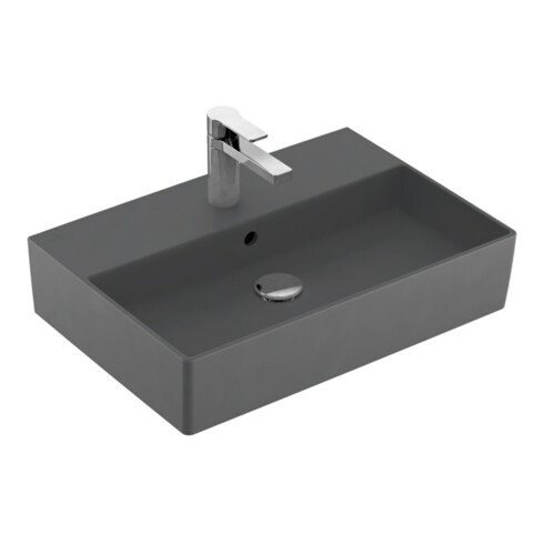 V&B Memento 2.0 lavabo 60x42 cm, robinetterie, avec trop-plein, graphite C-plus
