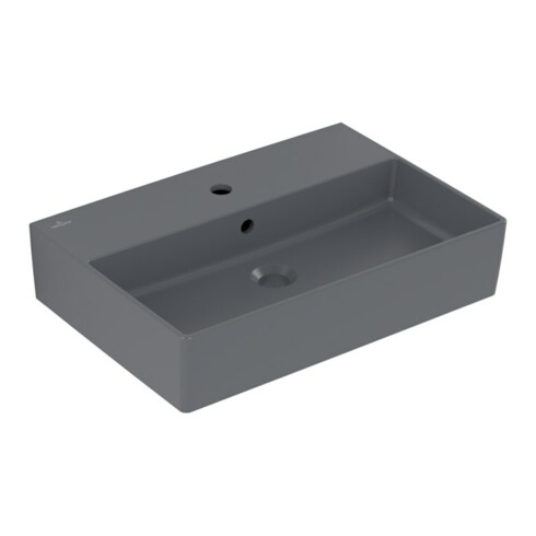 V&B Memento 2.0 lavabo 60x42 cm, robinetterie, avec trop-plein, graphite C-plus