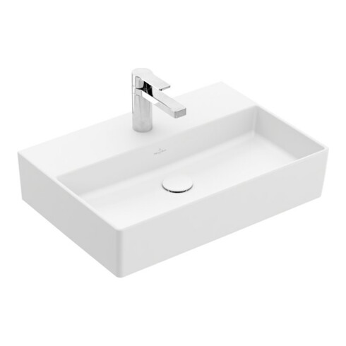 V&B Memento 2.0 Lavabo 60x42cm, gs, robinet, sans trop-plein, blanc brillant C+