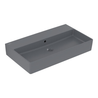 V&B Memento 2.0 Lavabo 80x47 cm, fermé, avec trop-plein, graphite C-plus