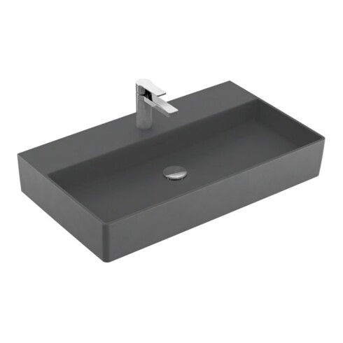 V&B Memento 2.0 lavabo 80x47 cm, gs, mit Hahnloch, ohne Überlauf, graph. C+