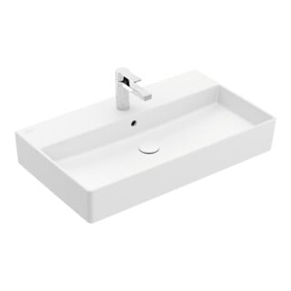 V&B Memento 2.0 Lavabo 80x47 cm, gs, robinet, avec trop-plein, blanc brillant C+
