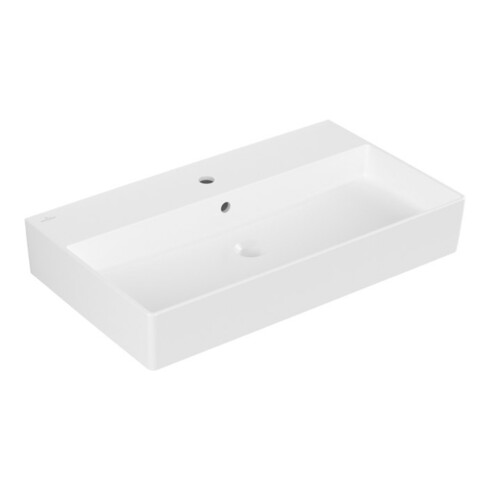 V&B Memento 2.0 Lavabo 80x47 cm, gs, robinet, avec trop-plein, blanc brillant C+