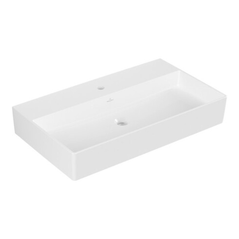 V&B Memento 2.0 Lavabo 80x47 cm, gs, robinet, sans trop-plein, blanc alp