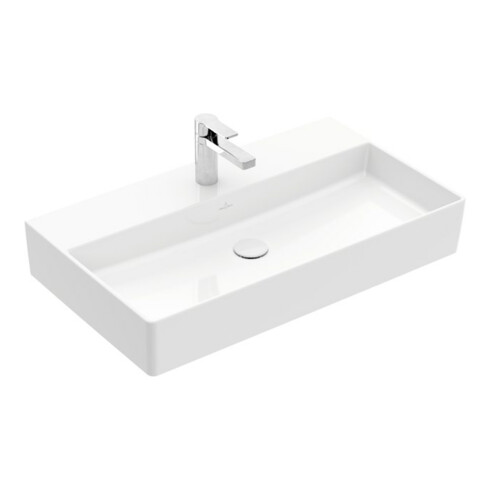 V&B Memento 2.0 Lavabo 80x47 cm, gs, robinet, sans trop-plein, blanc alp