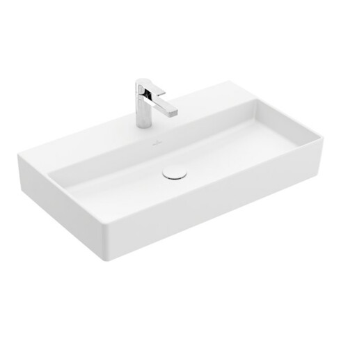 V&B Memento 2.0 Lavabo 80x47 cm, gs, robinet, sans trop-plein, blanc mat C+