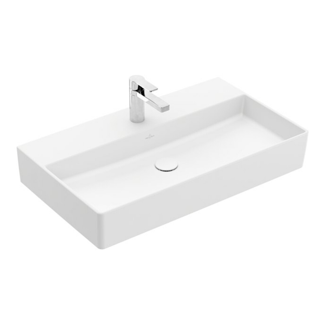V&B Memento 2.0 Lavabo 80x47 cm, gs, robinet, sans trop-plein, blanc mat C+