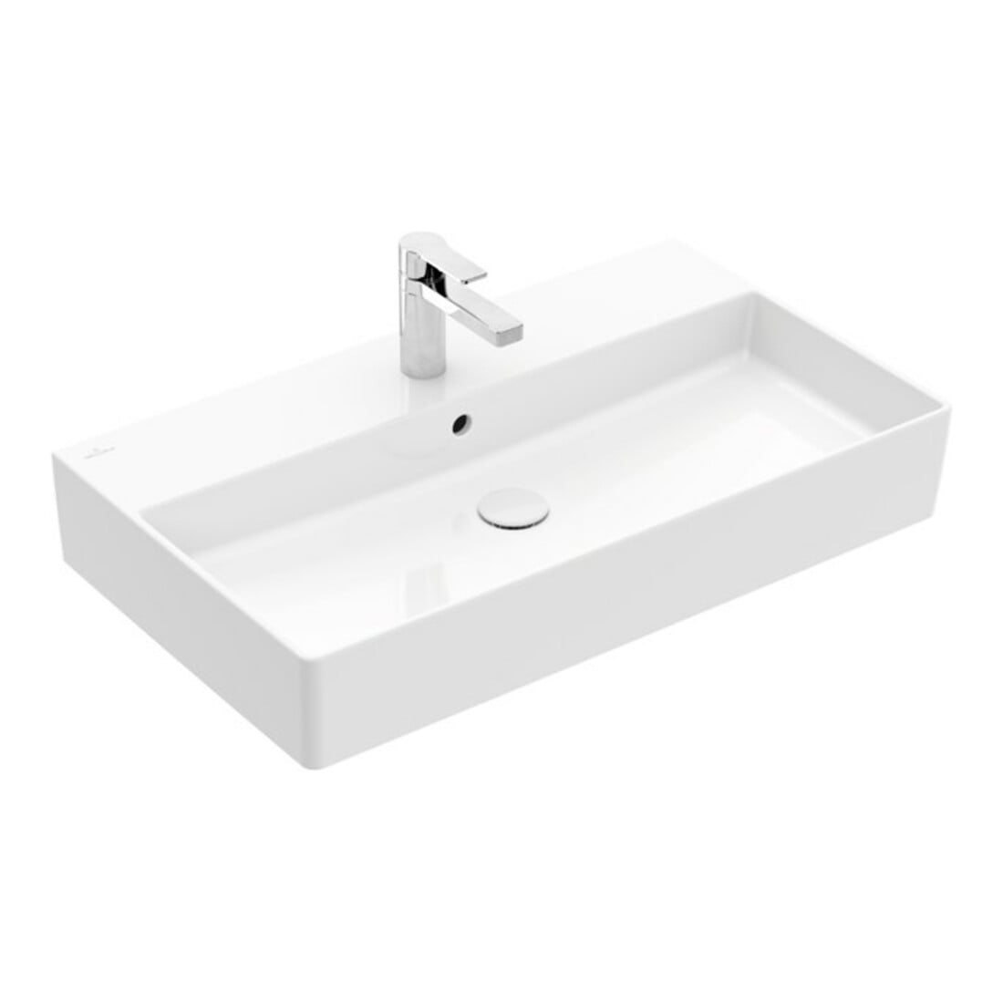 V&B Memento 2.0 lavabo 80x47 cm, mitigeur, avec trop-plein, blanc alpin