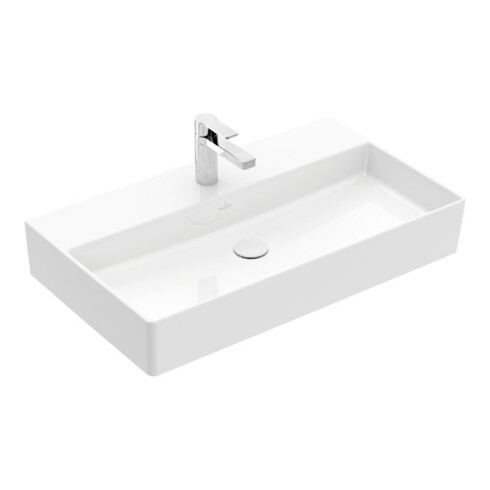 V&B Memento 2.0 Lavabo 80x47 cm, robinet, sans trop-plein, blanc alpin
