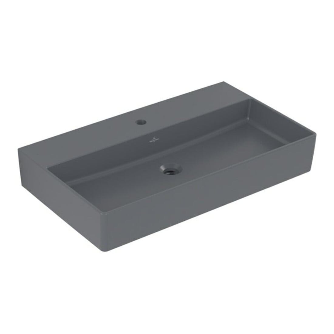 V&B Memento 2.0 lavabo 80x47 cm, robinet, sans trop-plein, graphite C-plus