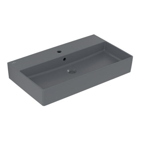 V&B Memento 2.0 lavabo 80x47 cm, robinetterie, avec trop-plein, graphite C-plus