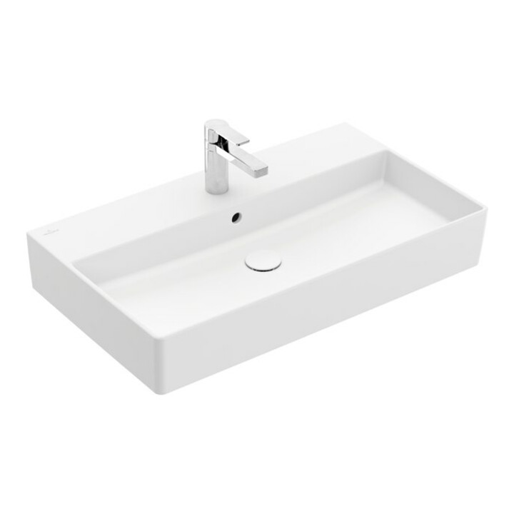 V&B Memento 2.0 lavabo 80x47cm, mitigeur, trop-plein, blanc mat C-plus