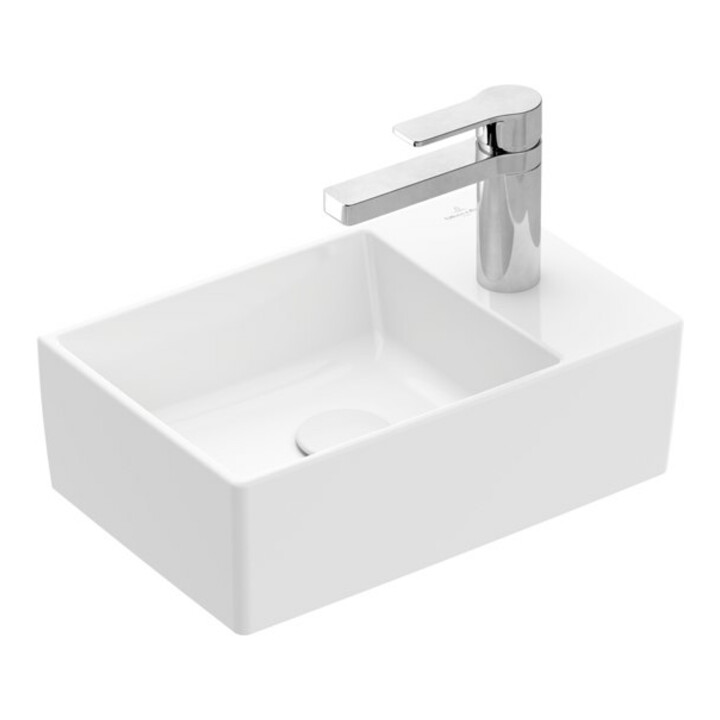 V&B Memento 2.0 Lavabo à main 40x26cm, avec robinet, sans trop-plein, blanc alp C-plus