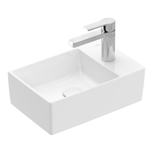 V&B Memento 2.0 Lavabo à main 40x26cm, avec robinet, sans trop-plein, blanc alp C-plus