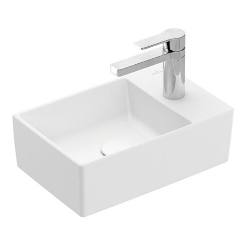 V&B Memento 2.0 Lavabo à main 40x26cm, avec robinet, sans trop-plein, blanc mat C-plus