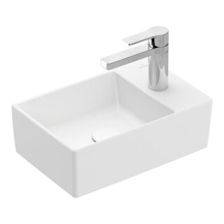 V&B Memento 2.0 Lavabo à main 40x26cm, c/robinet, sans trop-plein, blanc mat C-plus