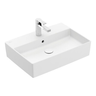 V&B Memento 2.0 Lavabo à poser avec robinet, vidage, blanc brillant C-plus, 60x42cm