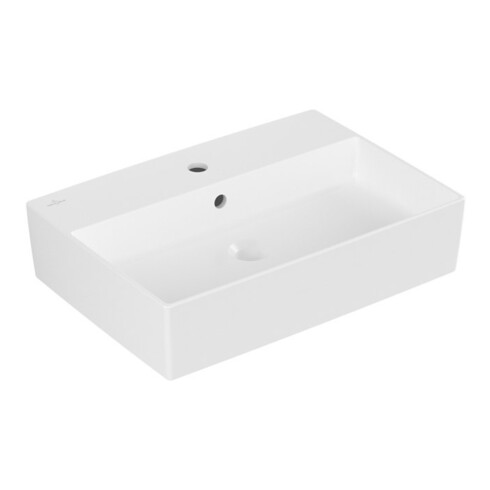 V&B Memento 2.0 Lavabo à poser avec robinet, vidage, blanc brillant C-plus, 60x42cm