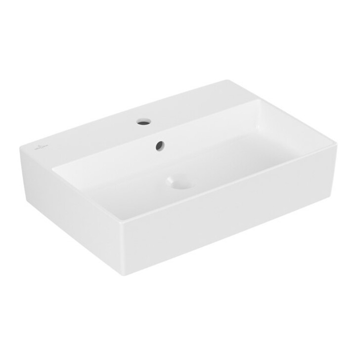 V&B Memento 2.0 Lavabo à poser avec robinet, vidage, blanc brillant C-plus, 60x42cm
