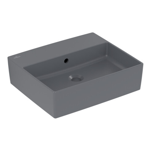 V&B Memento 2.0 lavabo à poser avec trop-plein, graphite C-plus, 50x42cm