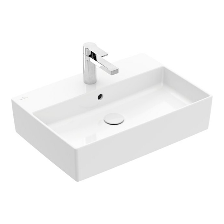 V&B Memento 2.0 Lavabo à poser, mitigeur, avec trop-plein, blanc alpin C-plus, 60x42cm