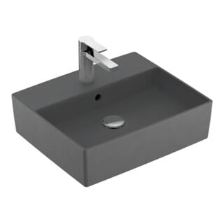V&B Memento 2.0 Lavabo à poser, mitigeur, avec trop-plein, graphite C-plus, 50x42cm