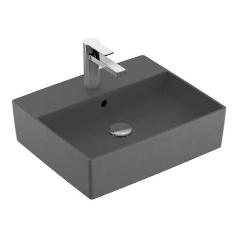 V&B Memento 2.0 Lavabo à poser, mitigeur, avec trop-plein, graphite C-plus, 50x42cm
