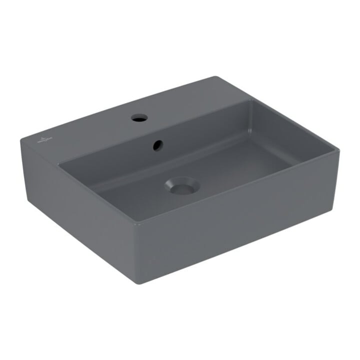 V&B Memento 2.0 Lavabo à poser, mitigeur, avec trop-plein, graphite C-plus, 50x42cm