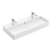 V&B Memento 2.0 Vasque 100x47cm, 2 trous robinet, avec trop-plein, blanc mat C+-3