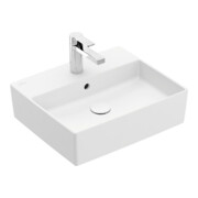 V&B Memento 2.0 Vasque à poser, robinetterie, avec trop-plein, blanc mat C-plus, 50x42cm