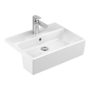 V&B Memento lavabo sur colonne 55x42,5 cm, trou de robinet, avec trop-plein, blanc