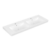 V&B Meuble double vasque Subway 2.0 130x47cm, 2 trous robinet, trop-plein, blanc-3