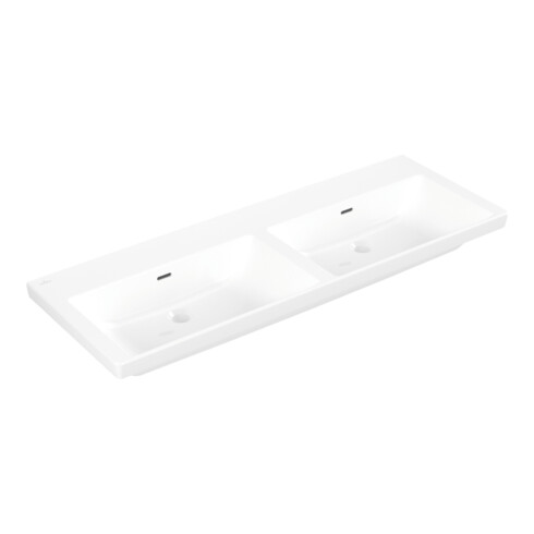 V&B Meuble double vasque Subway 3.0 130x47 cm, angle, avec trop-plein, blanc C-plus