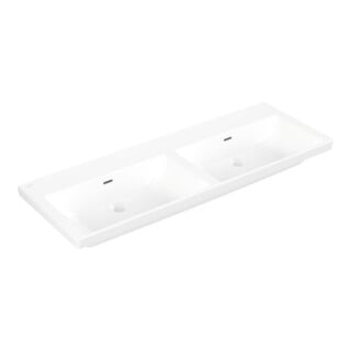 V&B Meuble double vasque Subway 3.0 130x47 cm, angle, avec trop-plein, blanc pierre C-plus