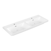 V&B Meuble double vasque Subway 3.0 130x47 cm, chêne, 1 robinetterie HL/m. à gauche, blanc brillant C+-4