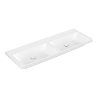 V&B Meuble double vasque Subway 3.0 130x47cm, angle, sans robinetterie, blanc mat C+