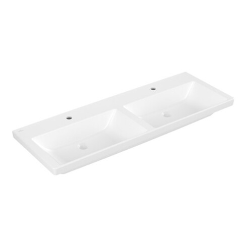 V&B Meuble double vasque Subway 3.0 130x47cm, chêne clair, 1 robinetterie HL/o UL, blanc mat C+